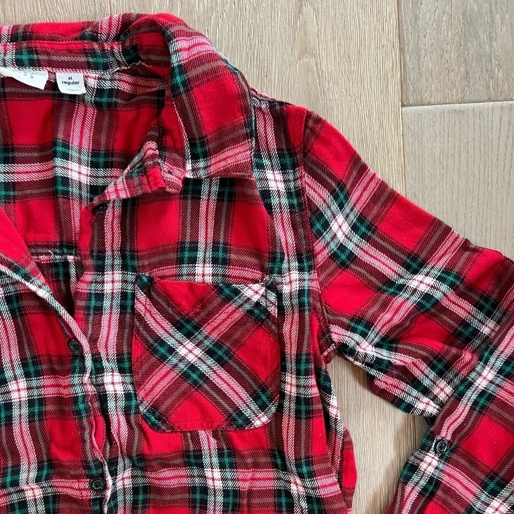 GAP Kids Red and Black Long Sleeve Plaid Dress Girls Size XL